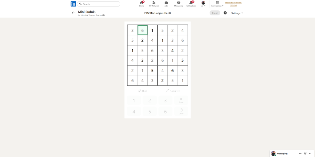 A screenshot of the daily LinkedIn Games puzzle.