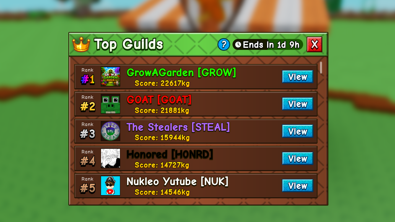 Guild leaderboard in Grow a Garden 2.
