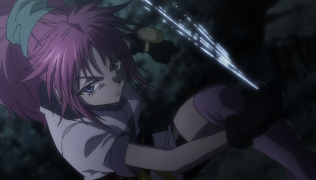 This character is Machi Komacine from the anime series Hunter x Hunter