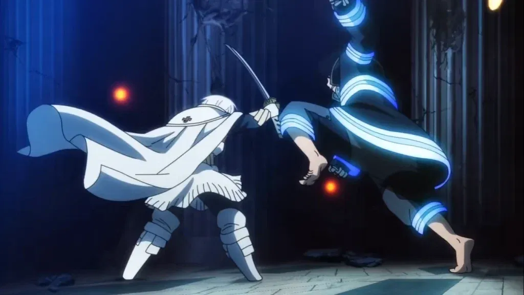 a still from the fire force anime series