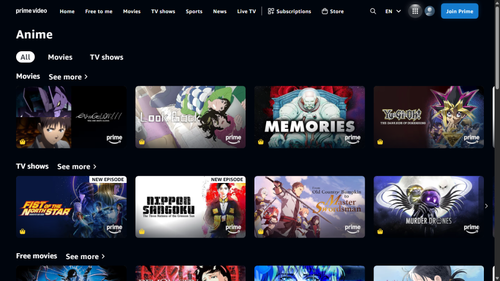 prime video anime streaming catalog overview