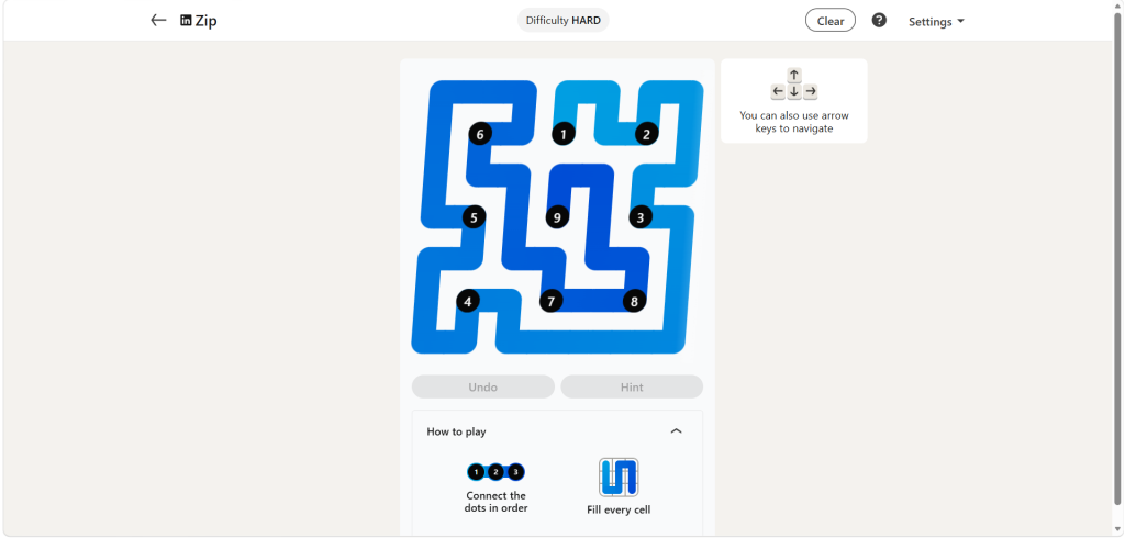 A screenshot of the daily LinkedIn Games puzzle.