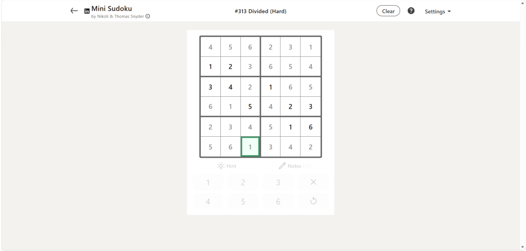 A screenshot of the daily LinkedIn Games puzzle.