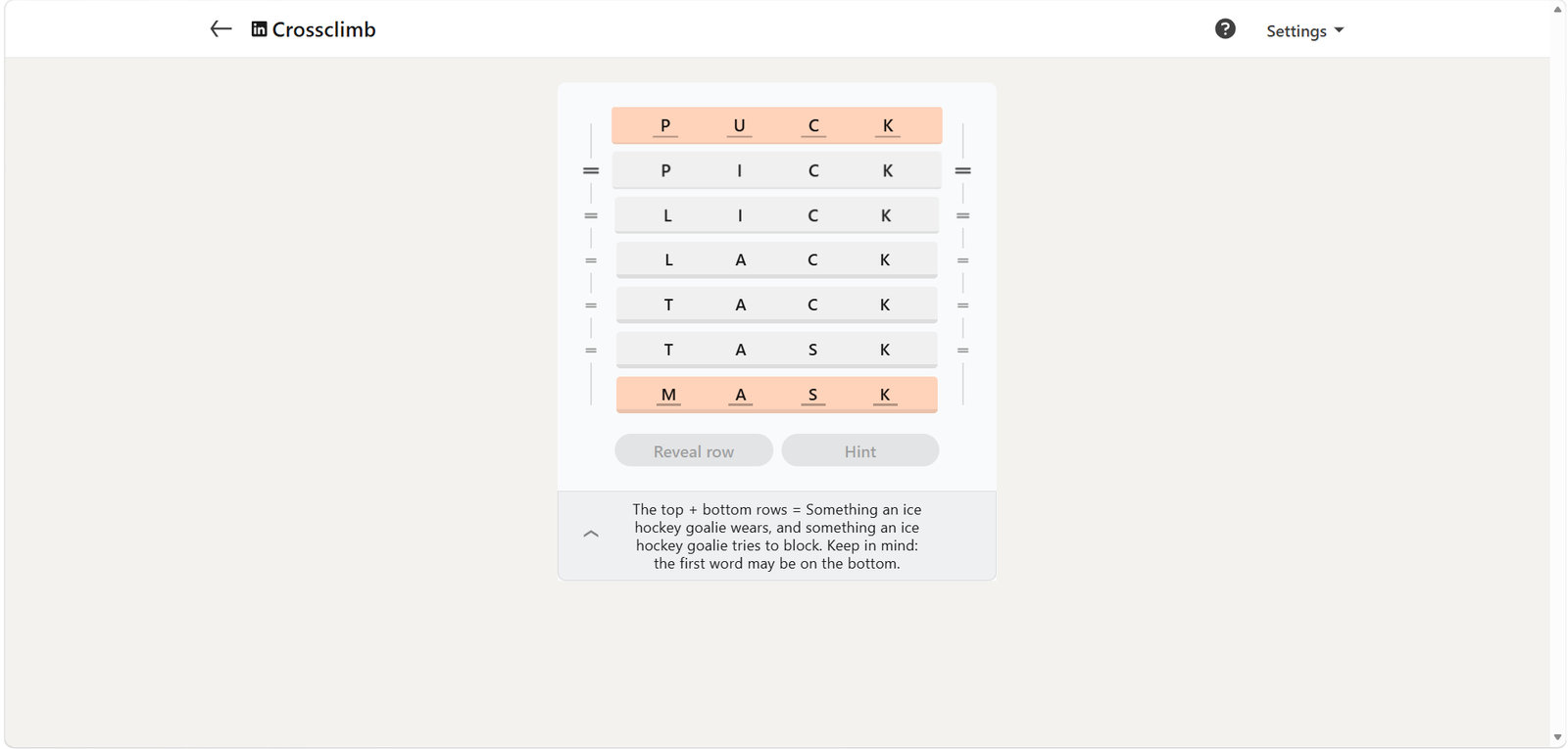 A screenshot of the daily LinkedIn Games puzzle.