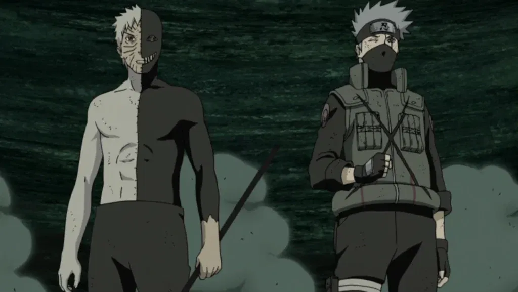 Kakashi and Obito standing side by side