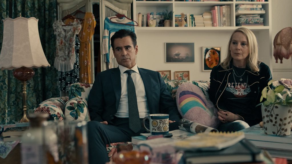 Colin Farrell and Amy Ryan in a still from Sugar Season 1  