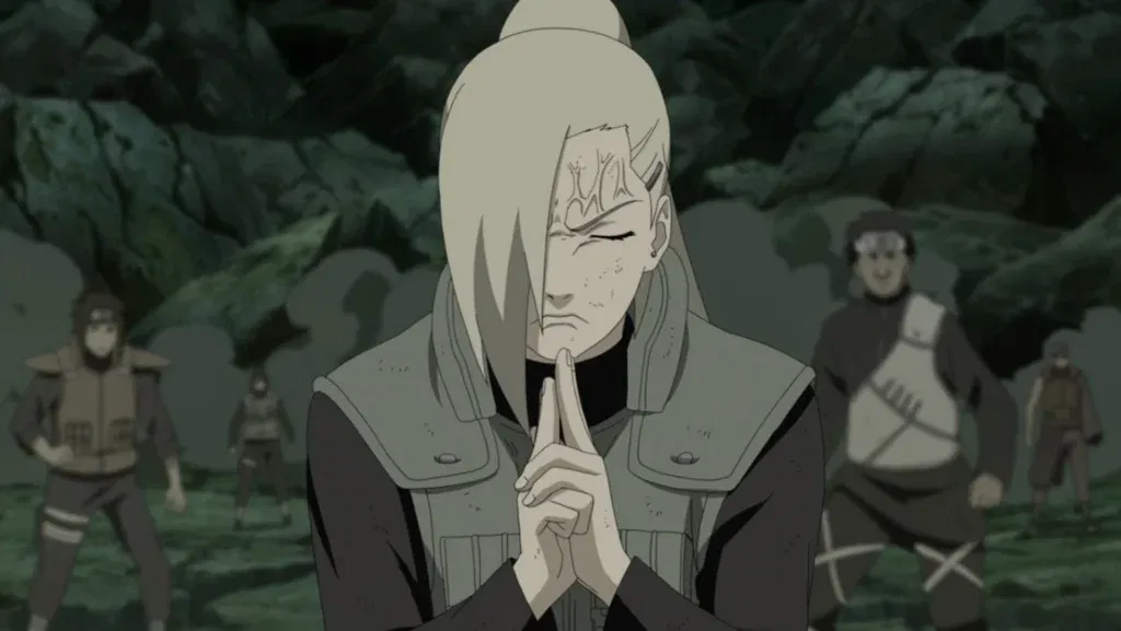 This scene shows Ino Yamanaka from Naruto Shippuden using the Mind Body Transmission Technique. During this moment in the Fourth Shinobi World War, she links the minds of the entire Allied Shinobi Forces for communication.