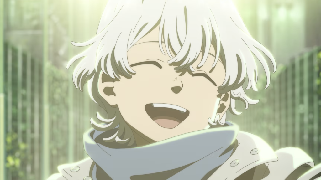 The image features a young Kamiya laughing from the Netflix anime Fool Night
