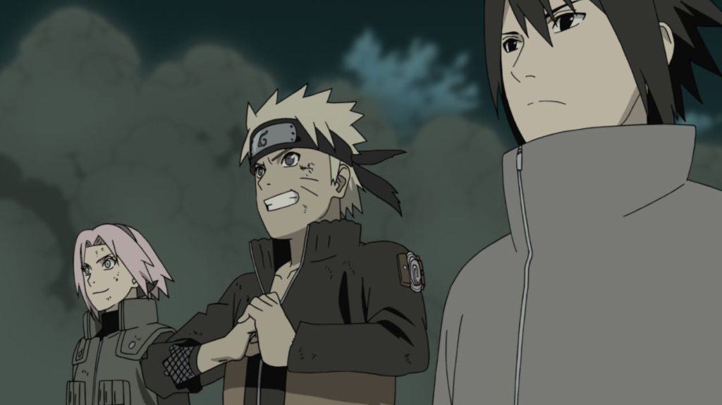 Naruto, Sasuke, and Sakura during Fourth Great Ninja War. 