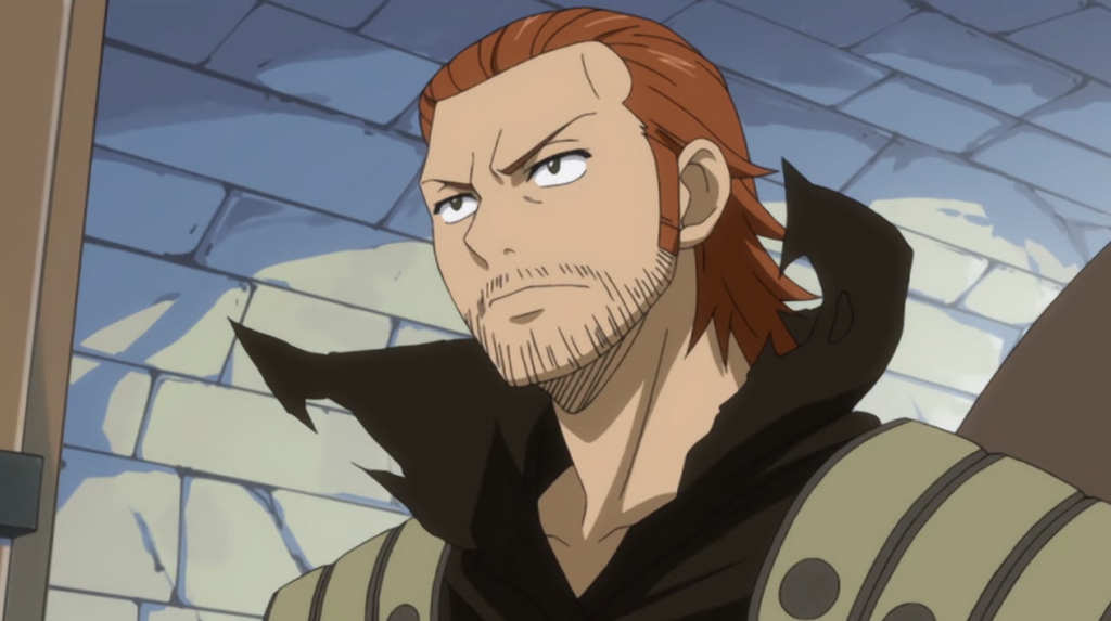 This image features Gildarts Clive, a powerful S-Class Mage from the Fairy Tail anime.