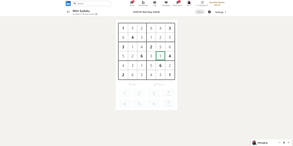 A screenshot of the daily LinkedIn Games puzzle.