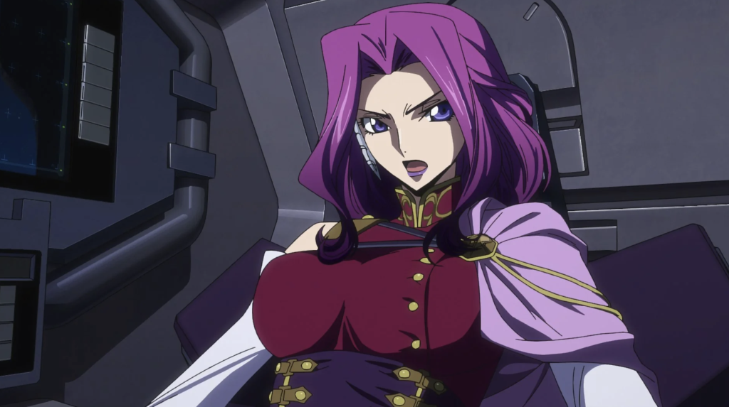  Lelouch of the Rebellion. Cornelia is depicted here inside a cockpit, likely piloting a Knightmare Frame.