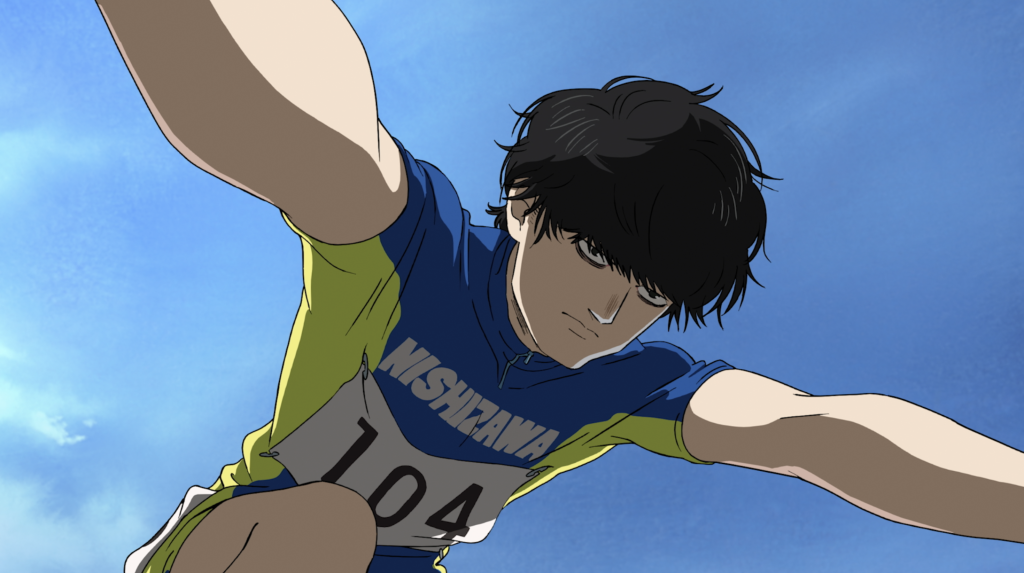 This image is of Komiya is from the 2025 anime film 100 Meters (Hyakuemu), directed by Kenji Iwaisawa and based on the manga by Uoto.