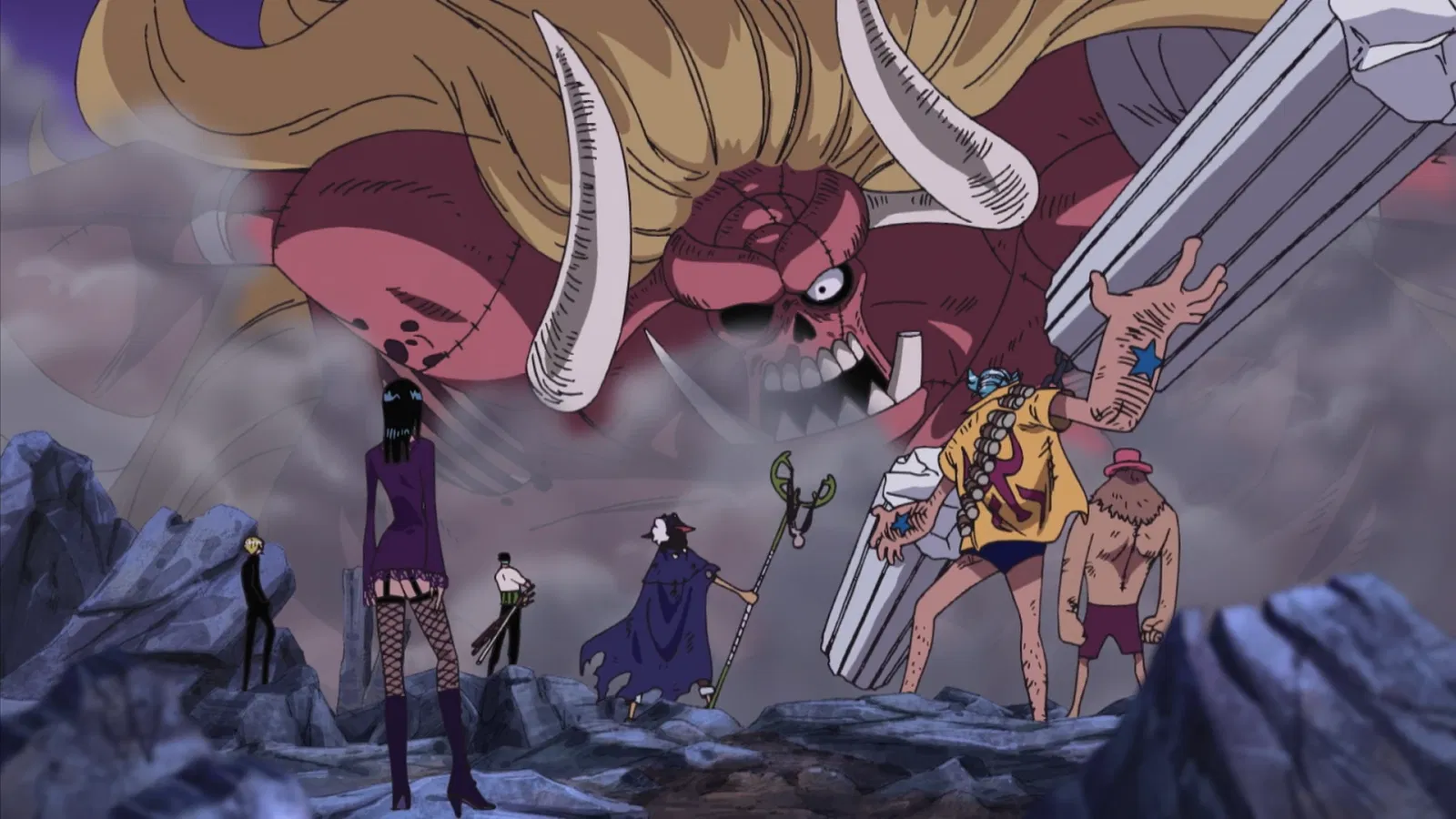 This Straw Hat battle is highly regarded by fans as a rare moment where all crew members work together as a team against a single, massive opponent.