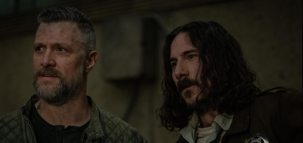 Shane McRae and Billy Postlethwaite in Silo (2023)