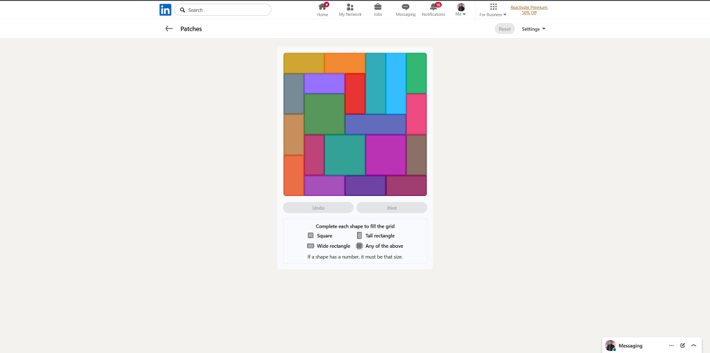 A screenshot of the daily LinkedIn Games puzzle.