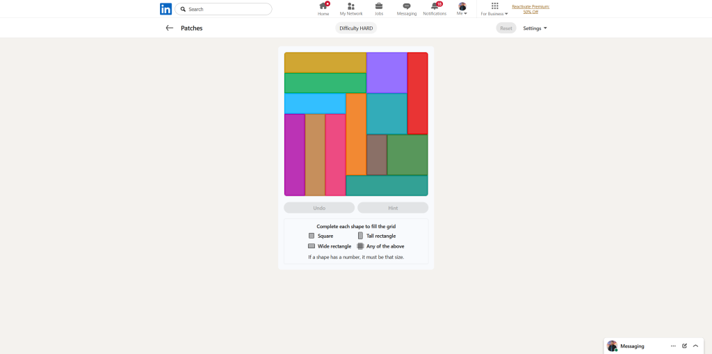 A screenshot of the daily LinkedIn Games puzzle.