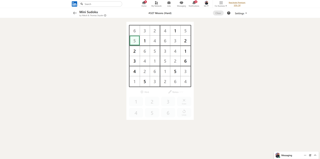 A screenshot of the daily LinkedIn Games puzzle.