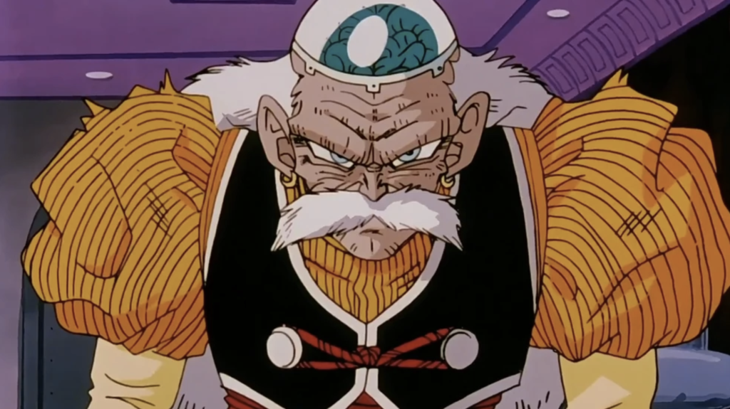 This image shows the character Dr. Gero, the former head scientist of the Red Ribbon Army in Dragon Ball Z.