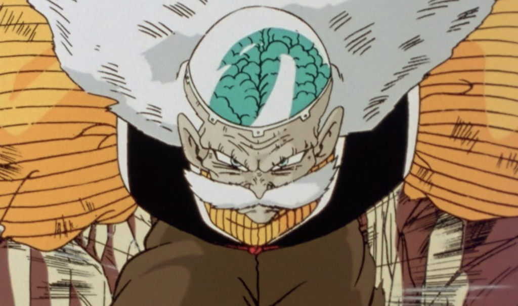 This character is Dr. Gero, also known as Android 20 in the anime Dragon Ball Z. In this scene, he has transformed himself into an android to achieve immortality and revenge against Goku.