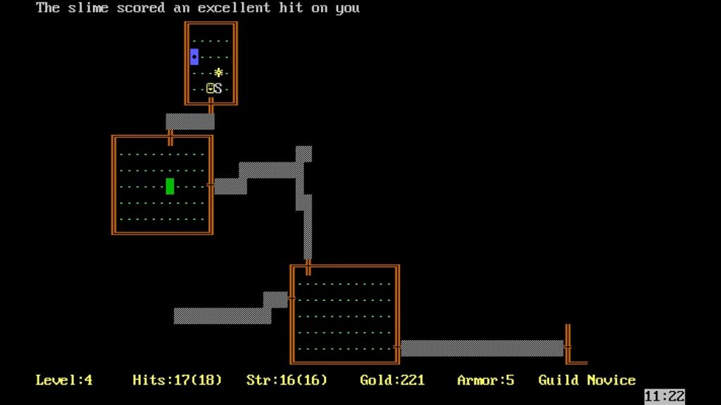 A gameplay screenshot of Rogue (1980).