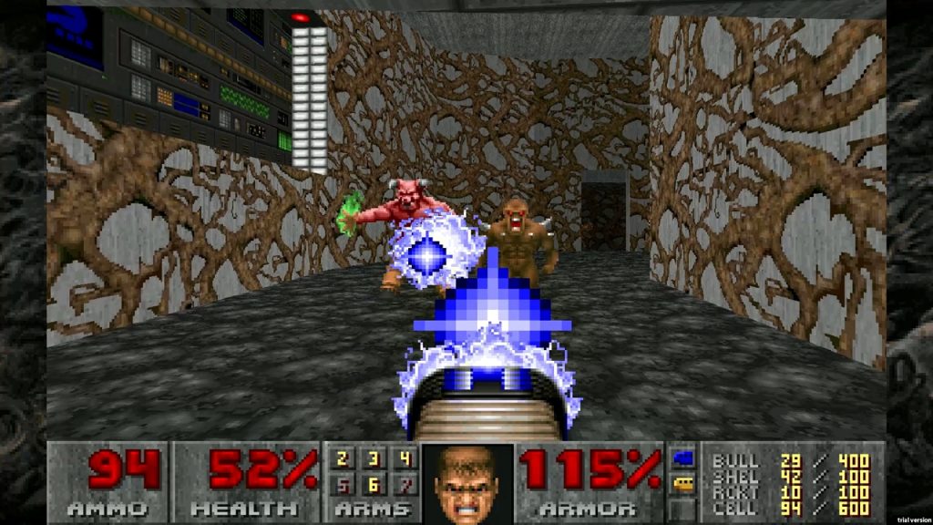 A gameplay screenshot of DOOM (1993).