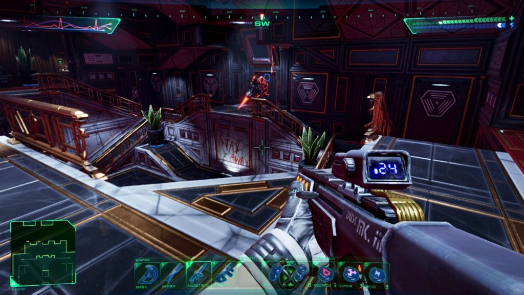 A gameplay screenshot of System Shock (1994).
