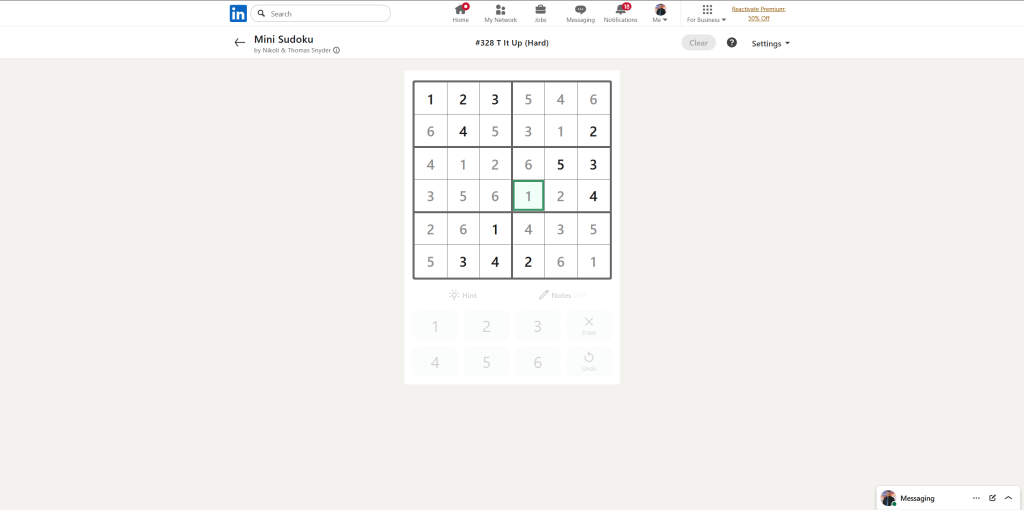 A screenshot of the daily LinkedIn Games puzzle.