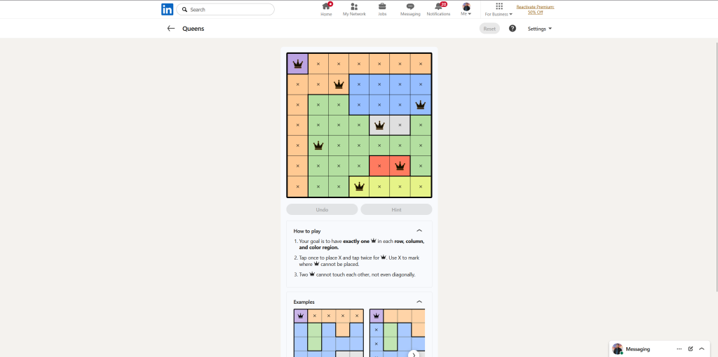 All LinkedIn Games Solutions for Today (July 6, 2026) 20 A screenshot of the daily LinkedIn Games puzzle.