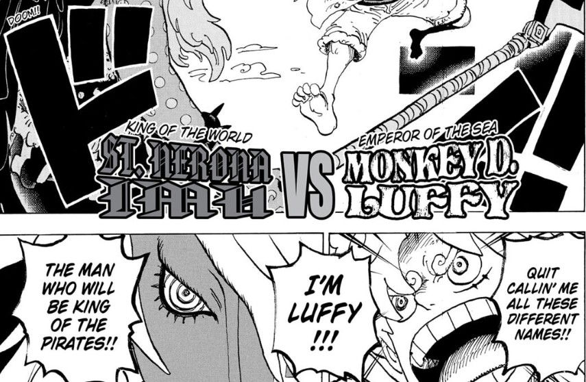 Luffy's confrontation with Imu in One Piece Chapter 1187. 