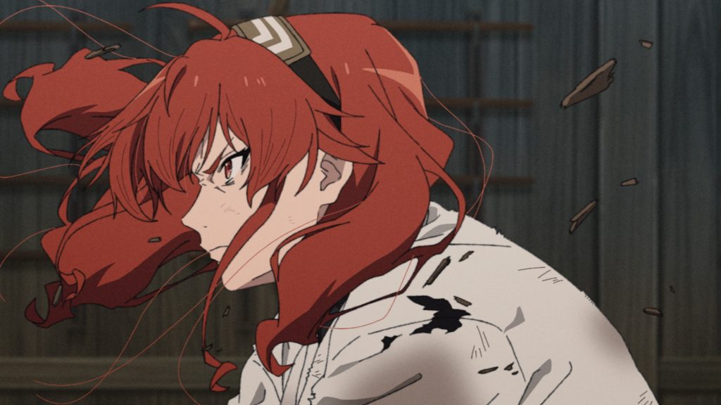 A still from Mushoku Tensei Season 3 Episode 1 specifically highlighting Eris's intense training arc.