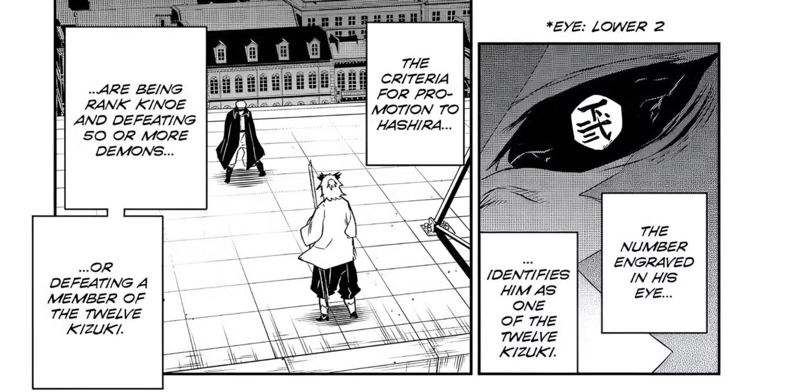  Kimetsu no Yaiba manga details the official criteria required for a slayer to be promoted to the rank of Hashira. A slayer must first reach the Kinoe rank, which is the highest rank below Hashira. The slayer must defeat at least 50 demons.
