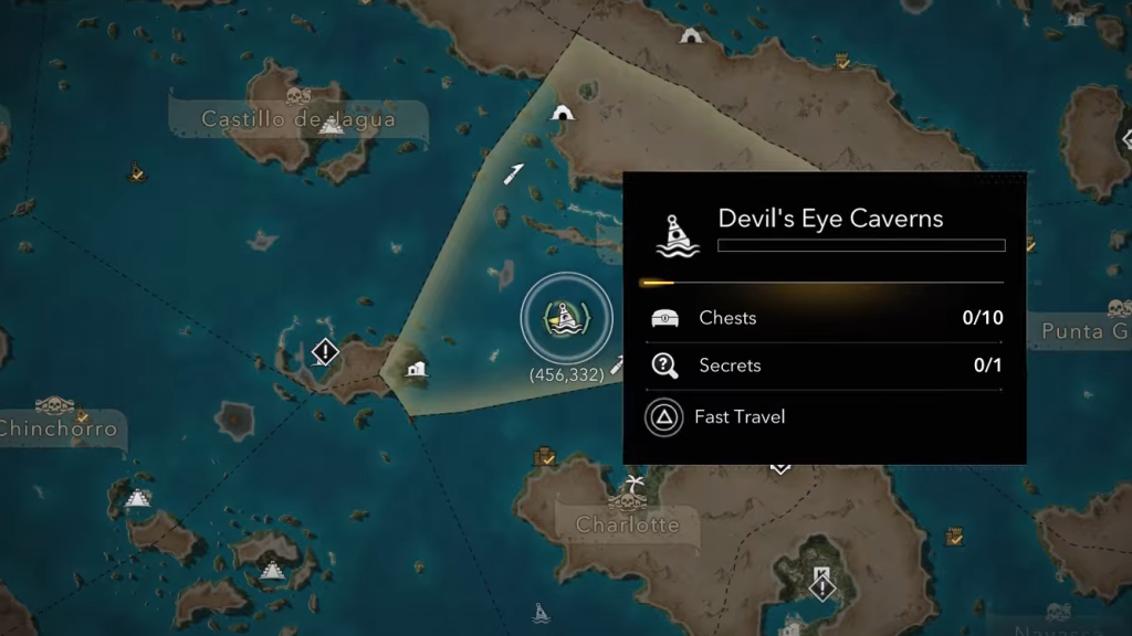 Devil's Eye Caverns Diving Bell location in Assassin's Creed Black Flag Resynced.