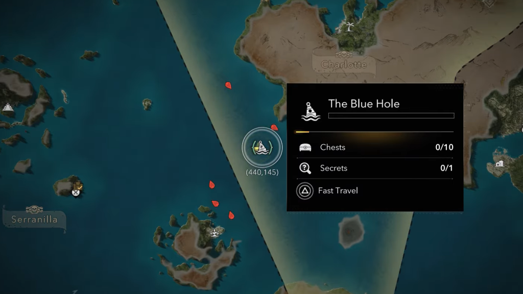 The Blue Hole Diving Bell location in Assassin's Creed Black Flag Resynced.