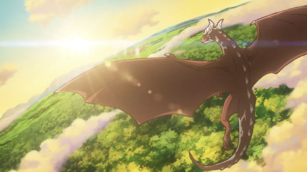  Neko to Ryuu). The image shows a grown up dragon, Nekoryuu, flying high in the sky.
