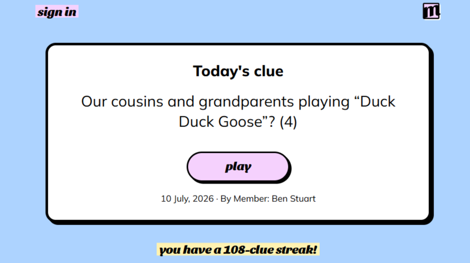 Minute Cryptic clue for yesterday.