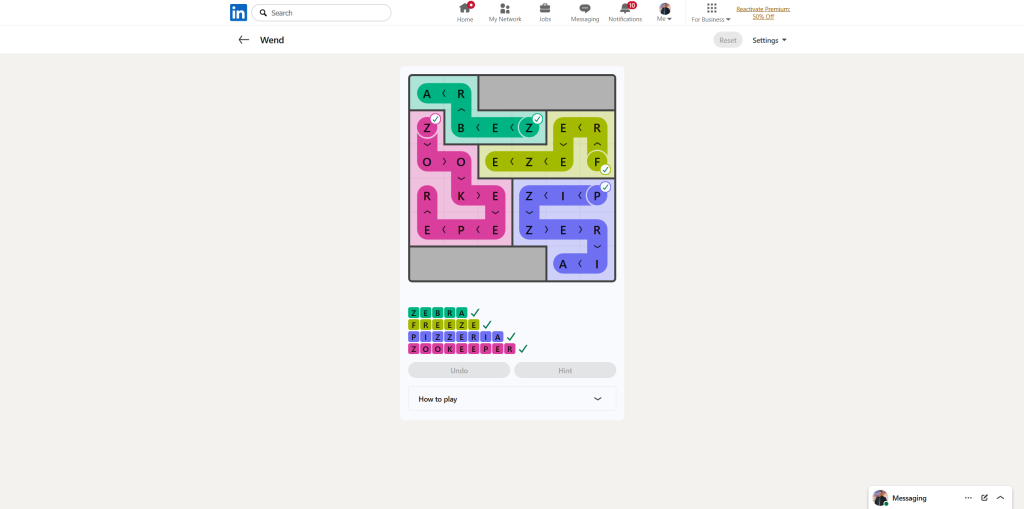 All LinkedIn Games Solutions for Today (July 10, 2026) 21 A screenshot of the daily LinkedIn Games puzzle.
