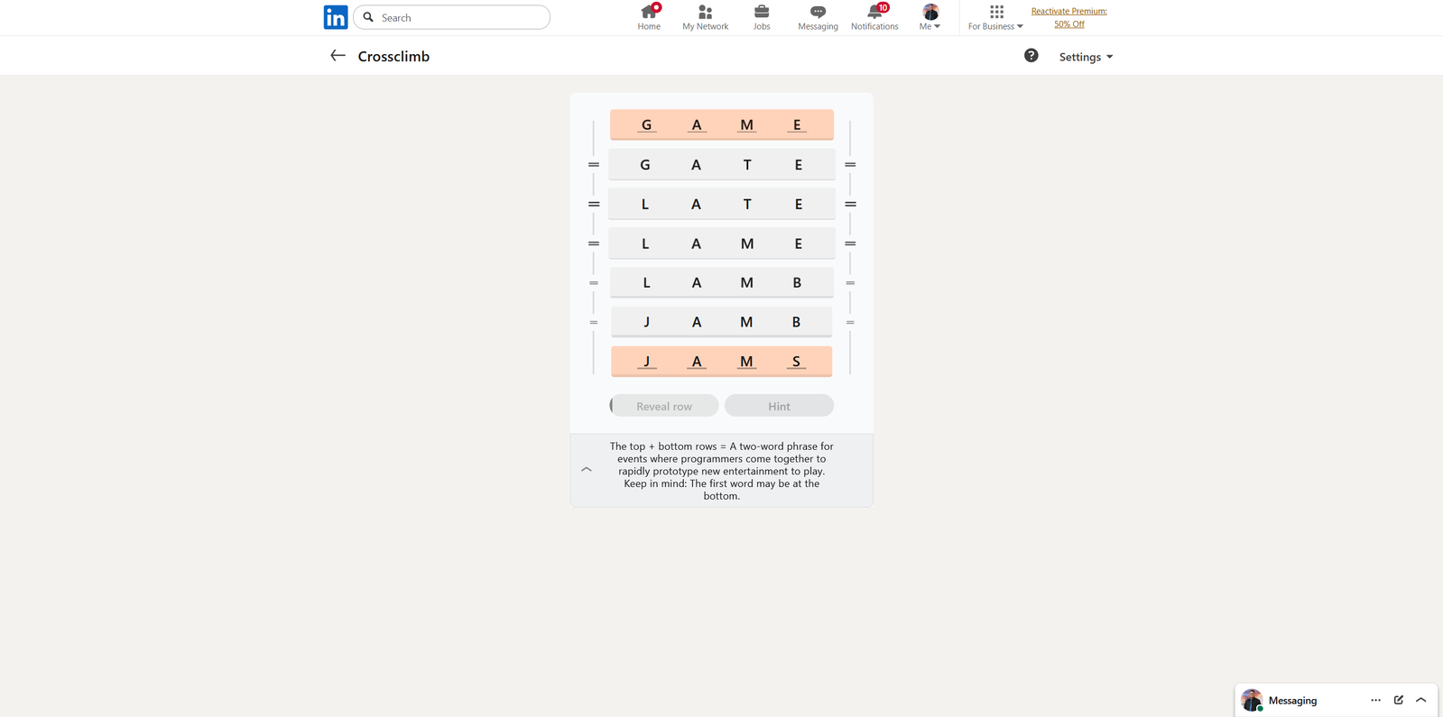 All LinkedIn Games Solutions for Today (July 10, 2026) 27 A screenshot of the daily LinkedIn Games puzzle.
