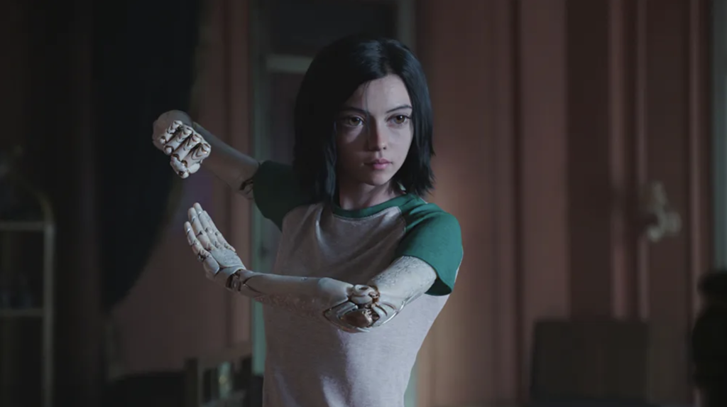  Battle Angel. The character is portrayed by Rosa Salazar using performance-capture technology.