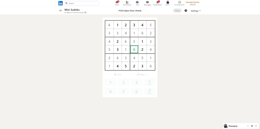 A screenshot of the daily LinkedIn Games puzzle.