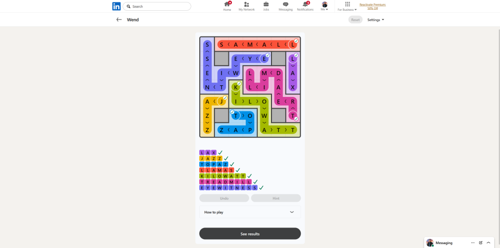 All LinkedIn Games Solutions for Today (July 12, 2026) 11 A screenshot of the daily LinkedIn Games puzzle.