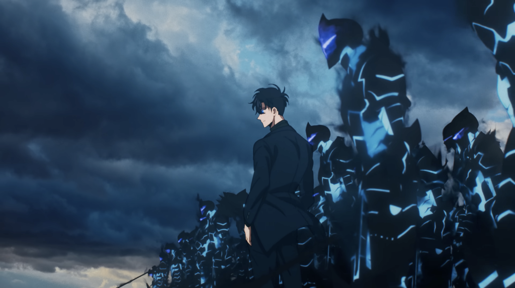  Beyond the System, an upcoming theatrical film continuation of the anime. The image features Sung Jinwoo and his Shadow Army.