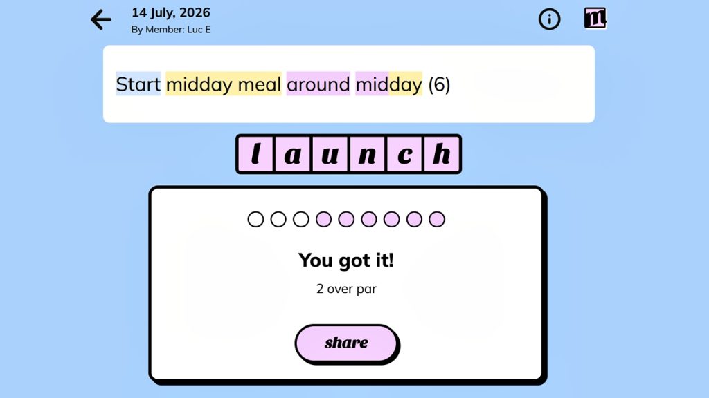 A screenshot of the Minute Cryptic puzzle.