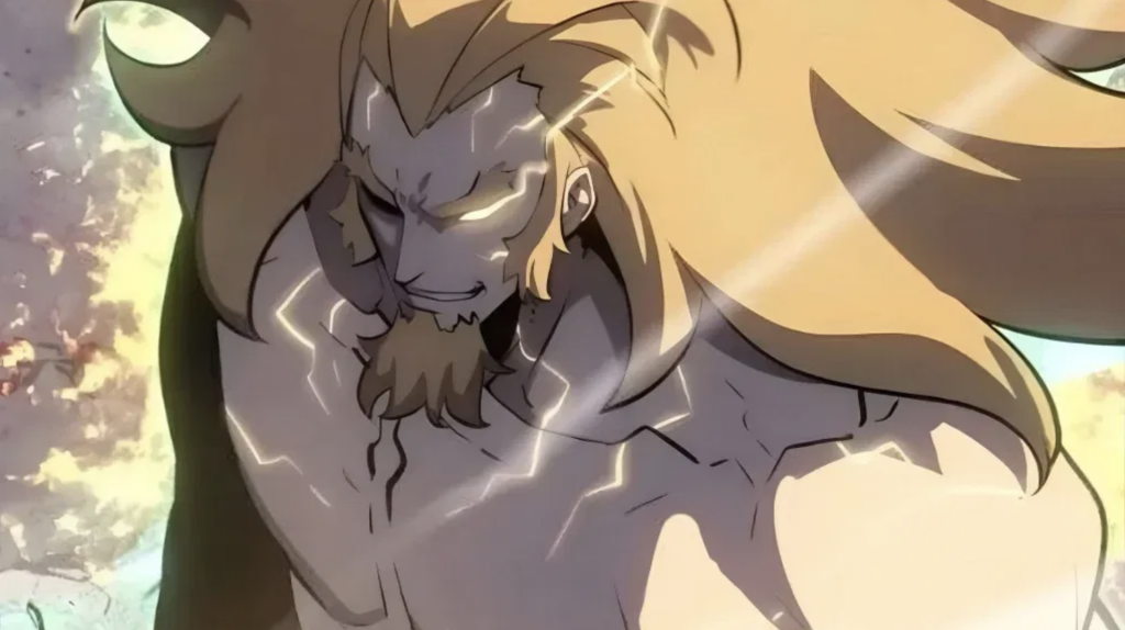 This image features Thomas Andre, a National Level Hunter from the United States in the Solo Leveling series. He is depicted activating his Spiritual Body Manifestation ability, known as "Reinforcement," which covers him in glowing energy.