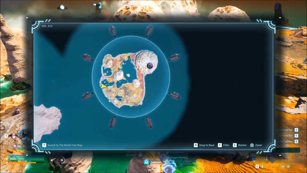 Palworld map screenshot showing the location for the No. 3 Wildlife Sanctuary.