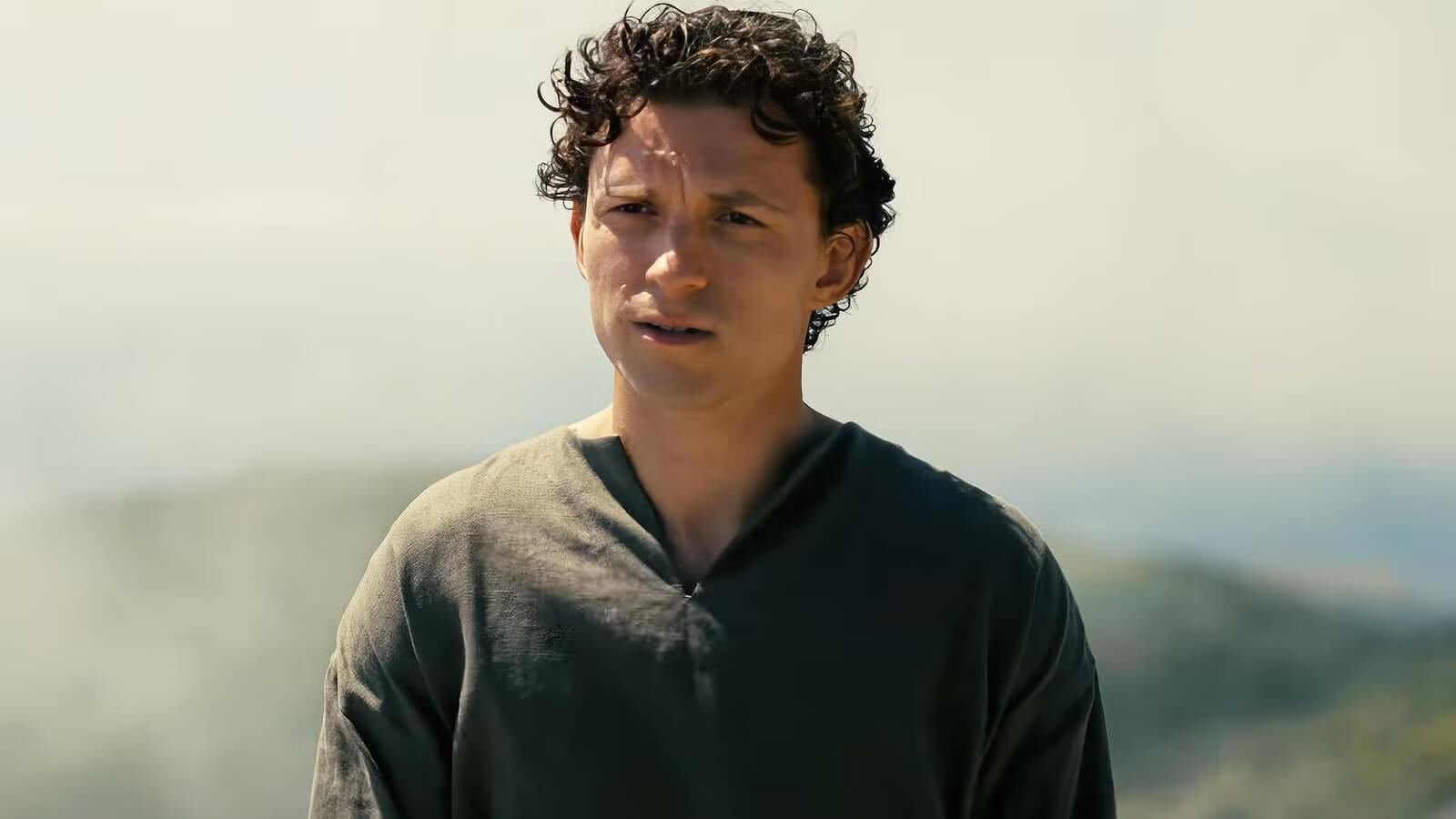 Tom Holland in a still from the odyssey movie trailer