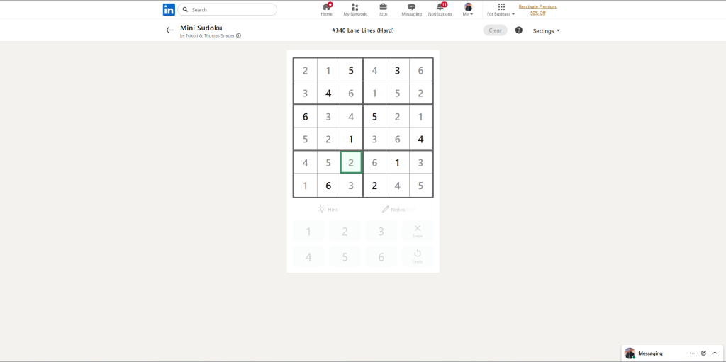 A screenshot of the daily LinkedIn Games puzzle.