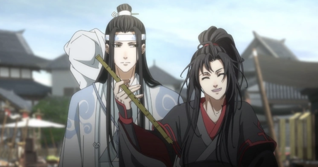 7 Best Websites Where You Can Legally Watch Donghua for Free 9 This scene features Wei Wuxian and Lan Wangji from the Chinese animated series Mo Dao Zu Shi (The Founder of Diabolism). Wei Wuxian is holding a bamboo flute (Chenqing), a signature item used for controlling demonic energy.
