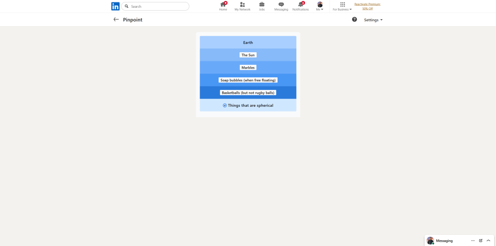 A screenshot of the daily LinkedIn Games puzzle.
