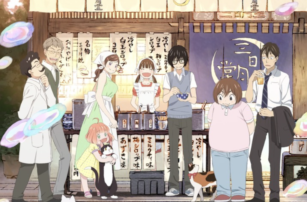 This image is a promotional poster for the Japanese anime series March Comes In Like a Lion (also known by its Japanese title, 3-gatsu no Lion).